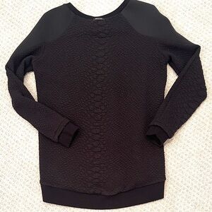 MICHI Textured Black Sweatshirt, Small, Athletic, Fashion Forward Activewear